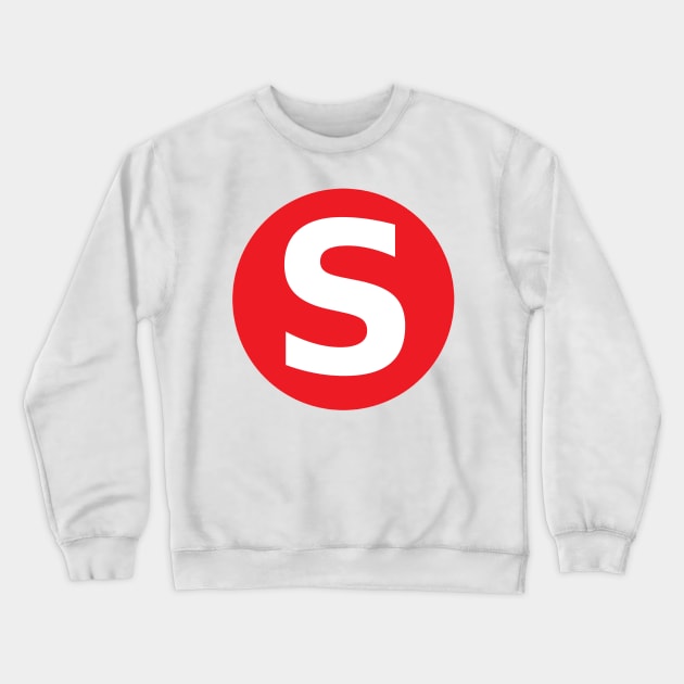 Letter S Big Red Dot Letters & Numbers Crewneck Sweatshirt by skycloudpics